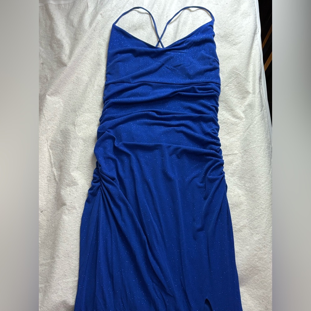 Elegant Blue Ruched Dress